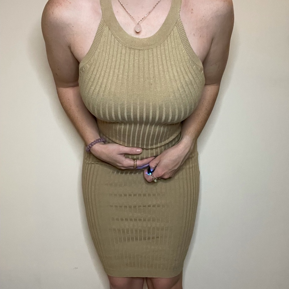 Tan colored tight dress